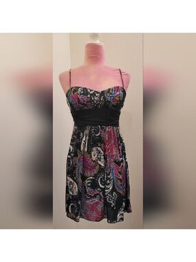 Speechless Black and Pink Paisley Spaghetti Strap Dress